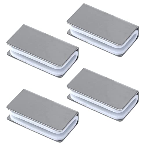 4Pack Glass Clip Silver Strikes Plate Rectangular Touch Clamps - color: Silver
