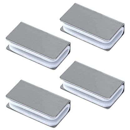 4Pack Glass Clip Silver Strikes Plate Rectangular Touch Clamps - color: Silver