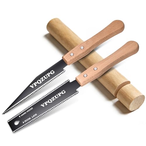 2 Pack Japanese Saw 6 Inch, 17/11 TPI Pull Saw for Woodworking Tools