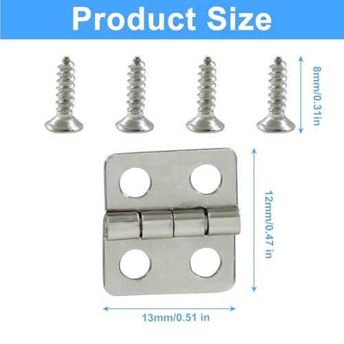 Mini Hinges 13 x 12mm, Silver, 24 Pcs - color: Silver, size: 13 x 12mm,24pcs