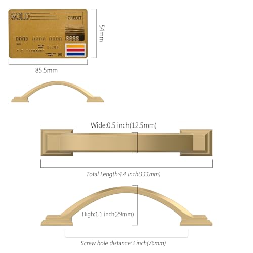 Amerdeco 10 Pack Champagne Bronze Cabinet Pulls 3" - color: Champagne Bronze, size: 3" hole center