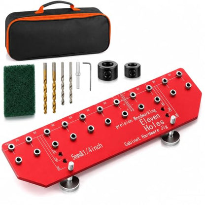 TRULYWIN Shelf Pin Jig, 11-Hole Aluminum Cabinet Drilling Guide