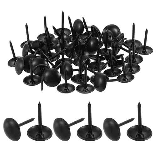 uxcell 100 Pcs Upholstery Tacks, 9 x 13mm Round Head Upholstery Nails Pins Vintage Decorative Furniture Tacks for Chairs Sofas Beds DIY Project, Black - size: 9 x 13mm