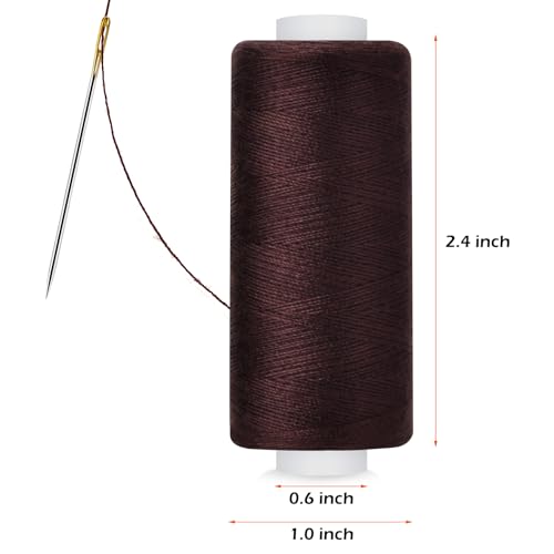 6 Pcs Polyester Thread Kit - 400 Yards Each Spool, Sewing Threads for Machine & Hand Stitching, Embroidery, Includes Sewing Needle & Threader - color: dark color