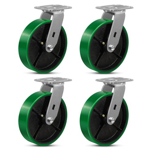 8"X 2" Heavy Duty Casters, Industrial Casters with Strong Load-Bearing Capacity 6000 LB, Heavy Duty Casters Set of 4, Widely Used in Furniture, Industrial Equipment（4 Pack Swivel） - style: 8'' Wheel