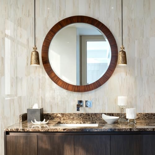 Vamos Tile Fish Scale Peel and Stick Backsplash Tile - color: Glossy Wood Marble Pinkish Grain