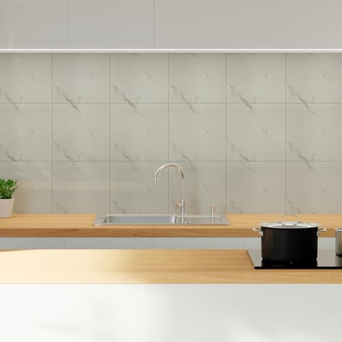 10 Sheets Peel and Stick Backsplash, 11.8"x11.8" Stick on Backsplash Tile Stickers Self Adhesive Backsplash Tile for Kitchen Bathroom Laundry Room - color: White Marble, size: 10 Pack