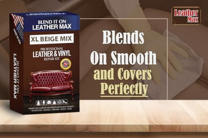 Blend It On XL Leather/Vinyl Repair Kit Now with 6 Ounces for Furniture, Jacket, Sofa, Car Seat, Boots, Easy Instructions to Match Colors, Restore Any Material No Mixing Chart Needed (Beige Mix) - color: Beige Mix