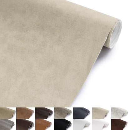 Faux Leather Vinyl Upholstery Fabric by The Yard 1.3mm Thick 1 Yard 55"x36" - color: Beige, size: 1 Yard