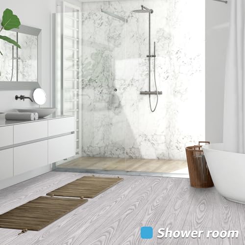 Art3d Wood Textured Peel and Stick Vinyl Floor Tiles, 40-Pack, Light Gray - color: Light Gray