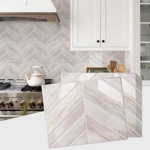 STICKGOO Herringbone Peel and Stick Backsplash, Blush Beige Wood, 10 Sheets - color: Blush Beige Wood, size: Pack of 10
