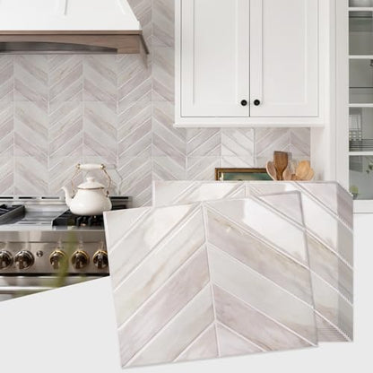 STICKGOO Herringbone Peel and Stick Backsplash, Blush Beige Wood, 10 Sheets - color: Blush Beige Wood, size: Pack of 10