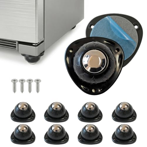 Self Adhesive Caster Wheels: 360° Swivel Bulk Pack (Black, 8pcs) - color: Black, size: 8pcs