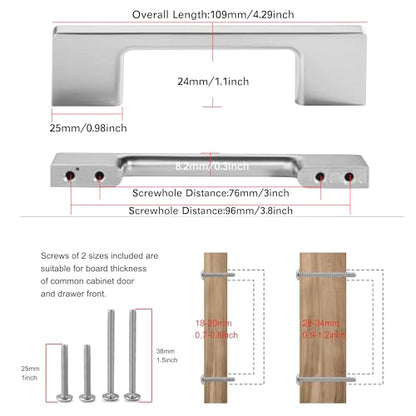 TUNNY 10 Pack Classic Cabinet Handles-3"/76mm Screw Spacing Brushed Nickel Furniture Hardware Handles for Kitchen Cabinets Bedroom Cabinet Pull - color: Brushed Nickel, size: 3"(76mm)Hole Center