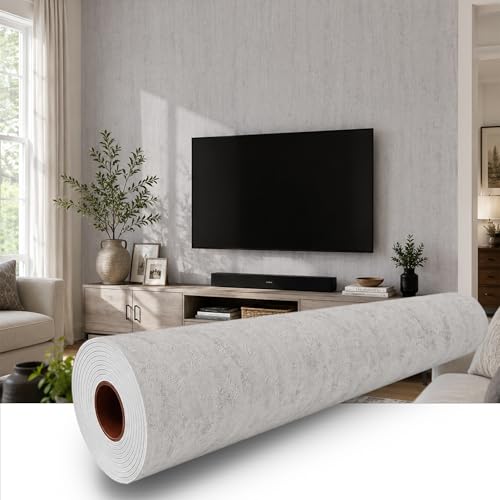 White Gray Travertine Peel and Stick Wallpaper, 23.6 x 394 in - color: White Gray Travertine, size: 23.6" x 394"
