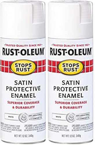Rust-Oleum 7791830 Stops Rust Spray Paint, 12 oz, Satin White (Pack of 2) - color: Satin White, size: 12 Ounce (Pack of 2)