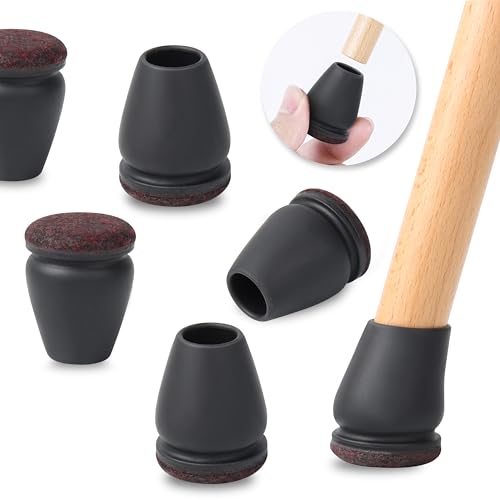 Ezprotekt 24 Pcs Small Silicone Chair Leg Floor Protectors for Hardwood Floors, Felt Furniture Pads Covers, Bar Stool Floor Protectors Caps for Chair Sliders - No Scratches (Fit 0.63"- 0.75", Black) - color: Black