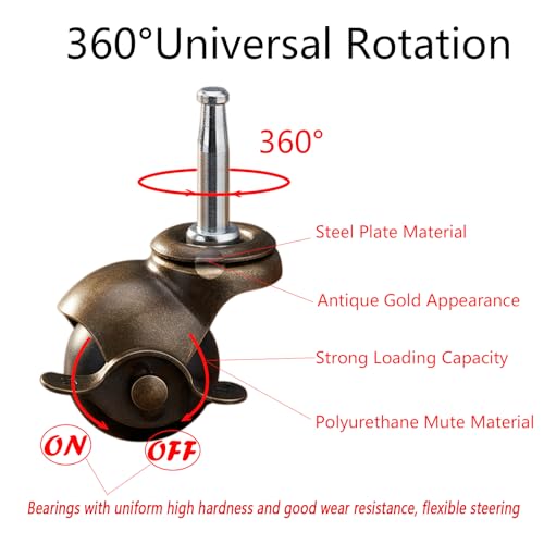 2" Ball Caster Wheels with Brake,5/16" x 1-1/2" Stem - style: Ball caster 2.0 inch with Brake