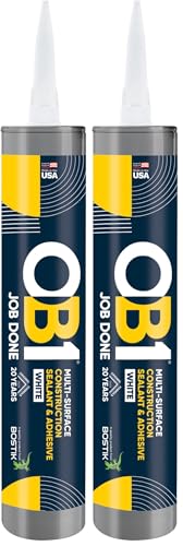 OB1 Universal Caulk Sealant & Adhesive White 10.1oz | Professional Grade Premium All-in-One Advanced Hybrid 2-in1 | Water Resistant Internal & External | Shrink Crack UV & Fade Resistant | 1 Cartridge - color: White, size: 10.1oz (Pack of 2)