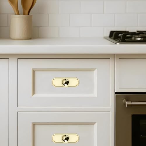 khtumeware 10-Pack Heavy Duty Solid Backplate for Cabinet Knobs Polished Brass Drawer Knobs with Backplate Suitable for Dresser and Kitchen Cabinet Hardware. - color: Polished Brass