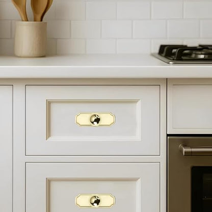 khtumeware 10-Pack Heavy Duty Solid Backplate for Cabinet Knobs Polished Brass Drawer Knobs with Backplate Suitable for Dresser and Kitchen Cabinet Hardware. - color: Polished Brass