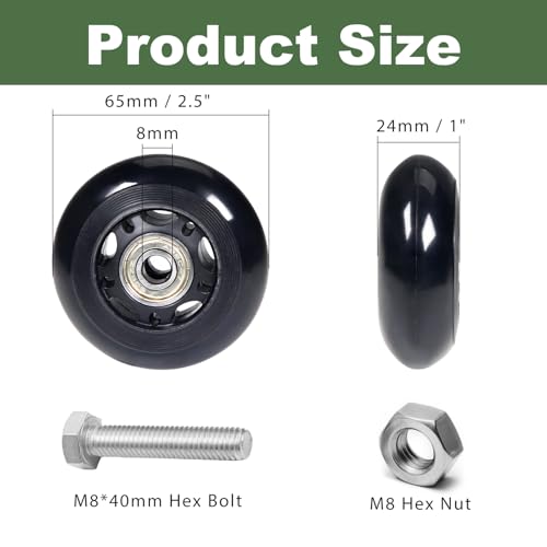 2.5" x 1" Transport Wheels for Exercise Bike 2.5 Inch PU Caster Wheels - size: 2.5 in