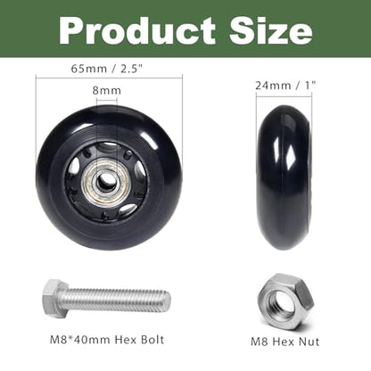 2.5" x 1" Transport Wheels for Exercise Bike 2.5 Inch PU Caster Wheels - size: 2.5 in