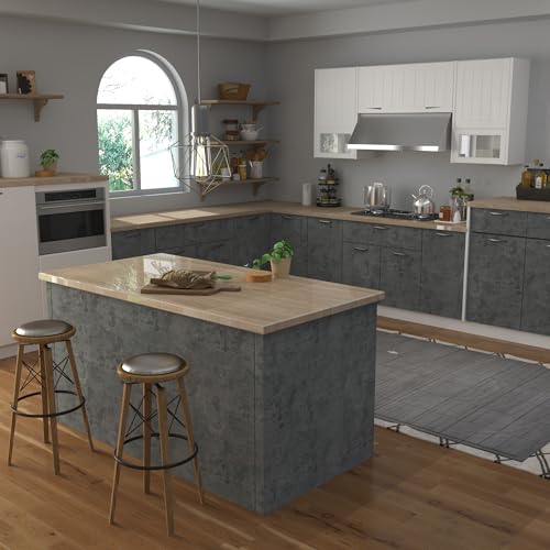 Concrete Wallpaper Countertops Contact Paper Blue Grey Cement Wall Paper - color: blue/grey, size: 15.8" x 354"