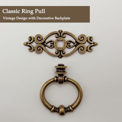 8 Pack Antique Brass Ring Pulls, Single Hole Cabinet Hardware - color: Antique Brass