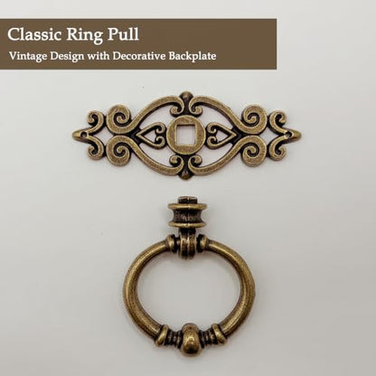 8 Pack Antique Brass Ring Pulls, Single Hole Cabinet Hardware - color: Antique Brass