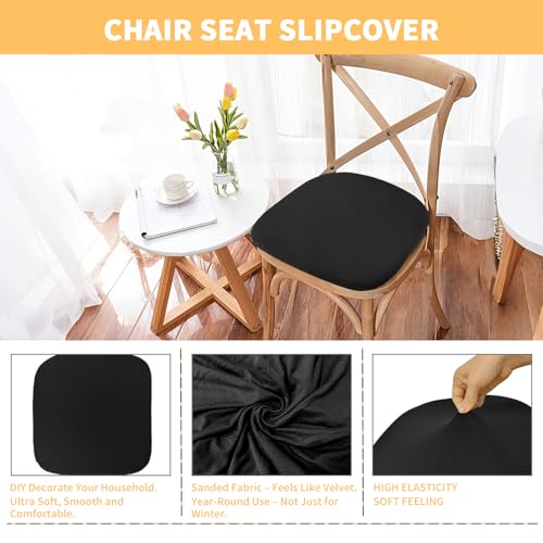 Gute Chair Seat Covers 4Pcs Stretchy Washable Slipcovers Dining Black - color: Black Solid, size: 4Pack