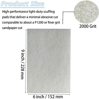 Tonmp 10 Pack 6" x 9" Superfine General Purpose Scuff Pads for Scuffing, Scouring, Sanding, Paint - Surface Preparation Automotive Car Auto Body Woodworking (White -2000 Grit) - color: White -2000 Grit