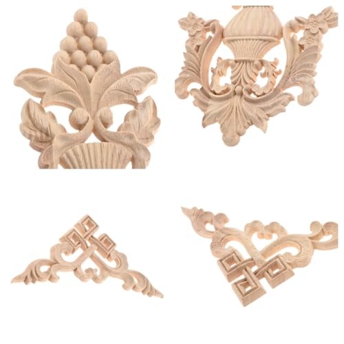 5Pcs Wood Appliques Onlays Classic Decorative Furniture Appliques Set D - color: Set D