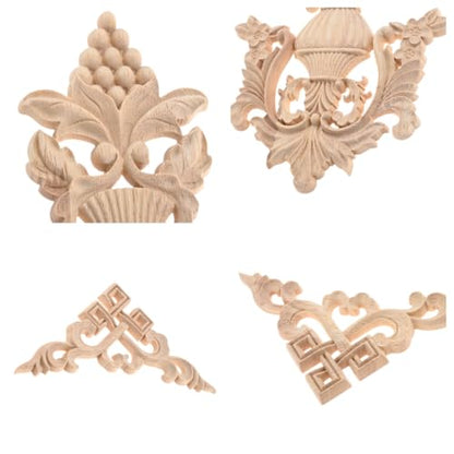 5Pcs Wood Appliques Onlays Classic Decorative Furniture Appliques Set D - color: Set D