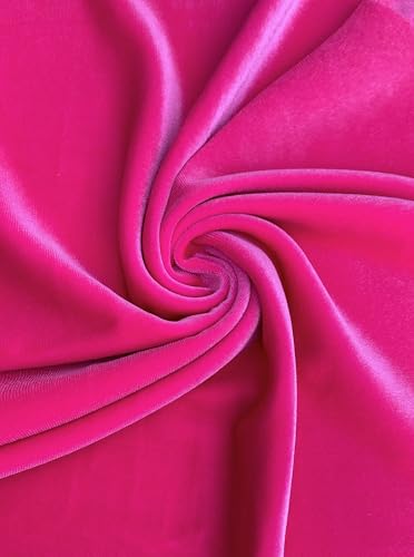 Premium Stretch Velvet Fabric by The Yard - Wrinkle-Resistant - Soft - Upholstery Fabric - Polyester Spandex Blend - for Clothing and Crafts - Resistant – 58-60 Inches Wide (Neon Pink, 1 Yard) - color: Neon Pink, size: 1 Yard