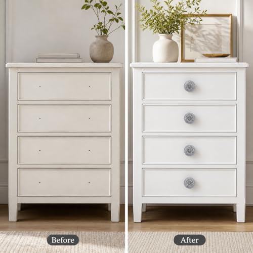 Ajuny Ceramic Knobs Set 12 White Grey Printed Cabinet Drawer Pull Handles