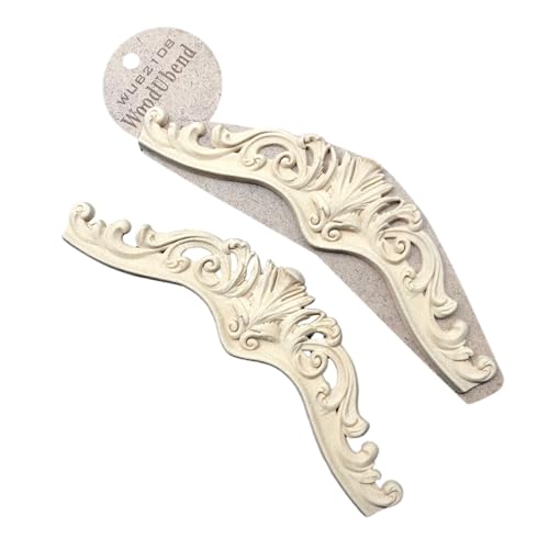 WoodUbend WUB2108 Pack of 2 Pediments - Wood Appliques - Heat Bendable & Flexible Onlays 21.5x6.5cm - DIY Craft, Furniture & Home Decor - Easy to Apply & Paint - Versatile, Reusable & Durable - size: WUB2108