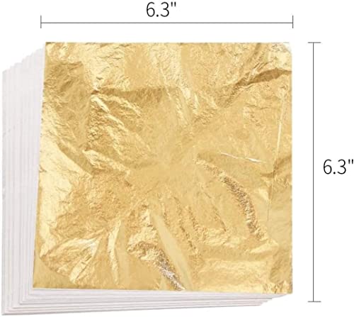 Gold Leaf 16x16 Metallic Foil Sheets for Gilding, Home Decoration, Art & Crafts, Painting Arts Crafts Nails and DIYS (#2.5 Gold) (25)