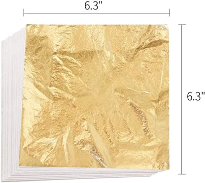 Gold Leaf 16x16 Metallic Foil Sheets for Gilding, Home Decoration, Art & Crafts, Painting Arts Crafts Nails and DIYS (#2.5 Gold) (25)