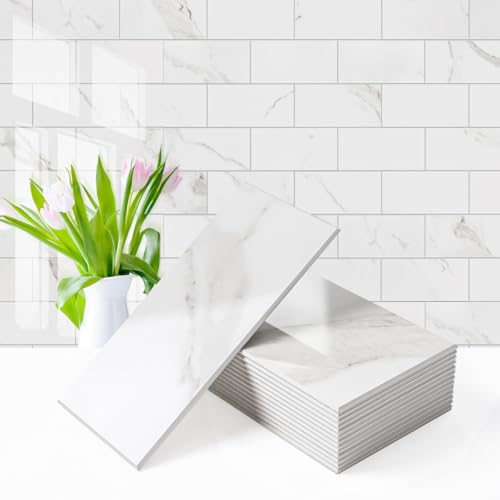 Vamos Tile 100-Pack Peel and Stick Backsplash Tile, 3''x6'' Subway Tile - color: Statury White