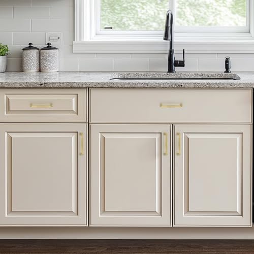 Ravinte Brushed Gold Cabinet Handles Solid Handles,3-1/2 Inch,10 Pack - color: Brushed Gold, size: 3-1/2 Inches Hole Center