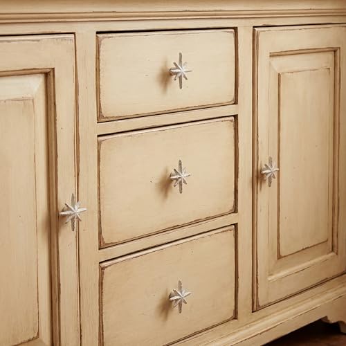 6 Set Unique Antique White Cast Iron Drawer Pulls & Cabinet Knobs - color: Antique White, size: 8-pointed Star