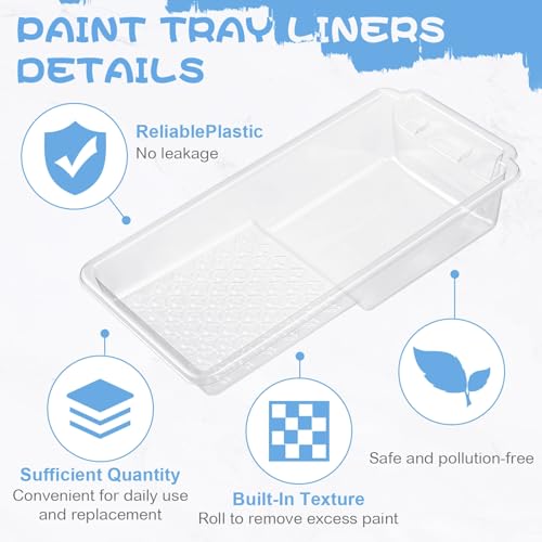 Geelin 60 Pack 4 Inch Paint Tray Liner Set, 58 Disposable with 2 Pans