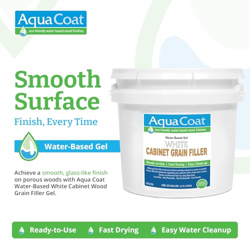 Aqua Coat Water-Based White Cabinet Wood Grain Filler Gel – Fast Drying, Low Odor White Wood Filler, Sandable & Paintable for Interior & Exterior Repairs, Upgrades & Restorations – 1 Gallon - size: Gallon