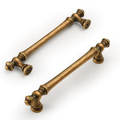 Amerdeco 10 Pack Antique Brass Cabinet Pulls 5" - color: Antique Brass, size: 5" hole center