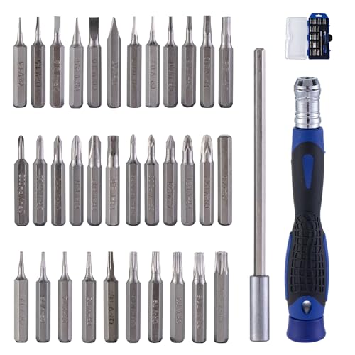 36-Piece Screwdriver Set, Red, Plastic Case, Handle with 34 Bits, Extension Bar for Electrical Work, 11 x 2.5 x 10.5 Inches (Orange -36 pieces) - color: Orange -36 Pieces