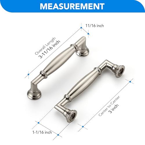 HOME EDIT Brushed Nickel Cabinet Handles 3 Inch Pulls 5 Pack - color: Brushed Nickel, size: 3 inches Hole Center