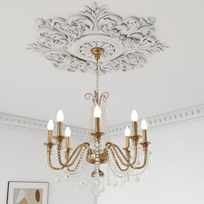 Nuanchu 28'' Large PU Ceiling Medallion Combination Decorative 2.36'' ID French Style Chandelier Base Ceiling Medallion for Light Fixtures Victorian Rosette Light Covers for Chandeliers(Classic) - size: 28'', style: Classic