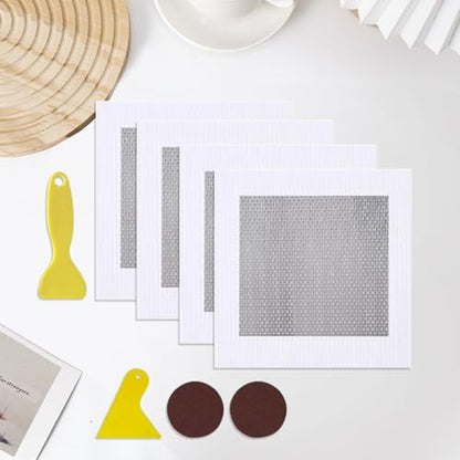 GORGECRAFT Drywall Repair Kit 5.9x5.9 Inch Aluminum Self-Adhesive Mesh Repair Patches for Large Hole Dry Wall Mesh Patch Cover with Scraper and Sandpaper for Bathroom Wall Ceiling Nail Holes Outlets - size: 5.9 x 5.9 inch