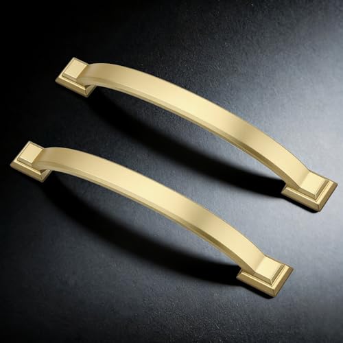 Probrico 5 Pack 5 Inch Brass Gold Cabinet Pulls Solid Zinc Alloy - color: Gold, size: 5" Hole Center(128mm)